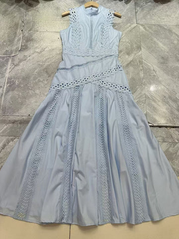 Spring Holiday Wind Collar Sleeveless Irregular Lace Spliced Fashion Temperament Dress Dress